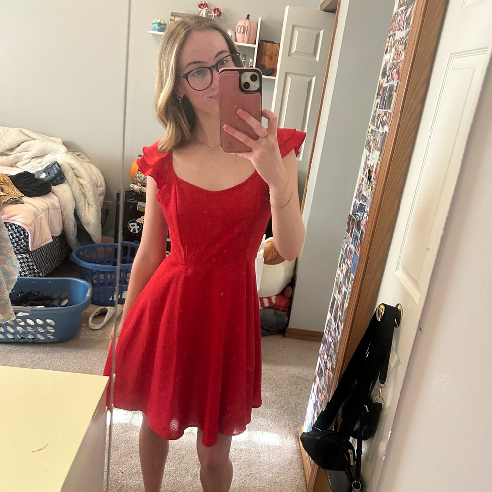 Red Ruffle Dress - Picture 2 of 2